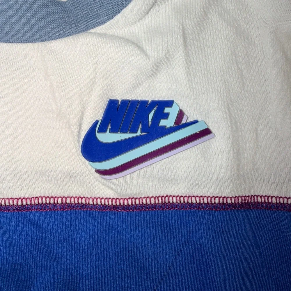 Nike Girls Colorblock Short Sleeve T-Shirt Blue White Size 4 XS 195231728151
